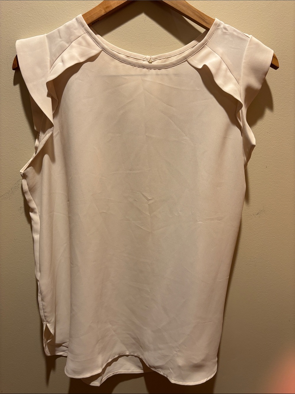 LOFT Cream Ruffle Shoulder Camisole